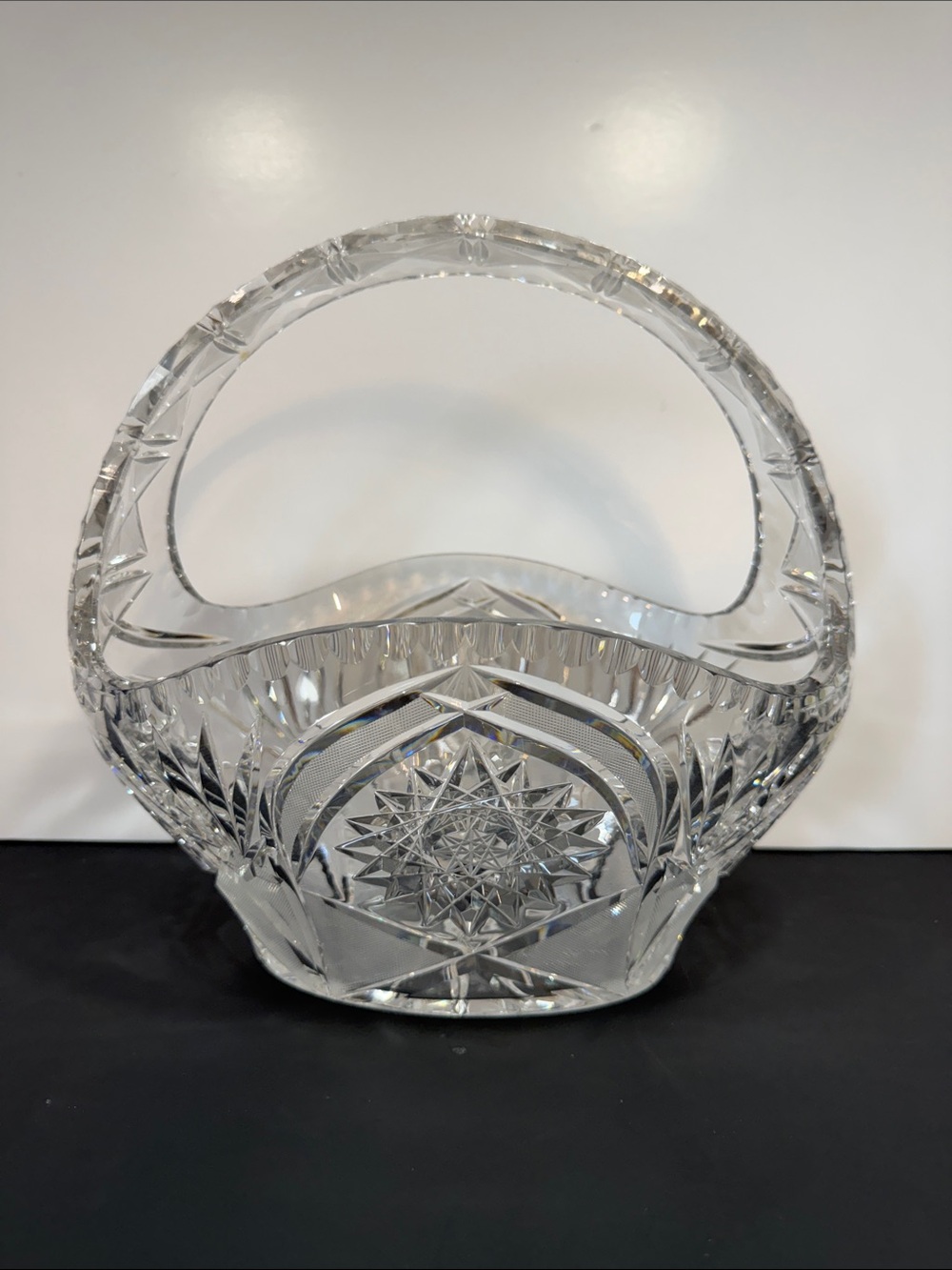 Vintage Crystal Cut Glass Basket - Clear